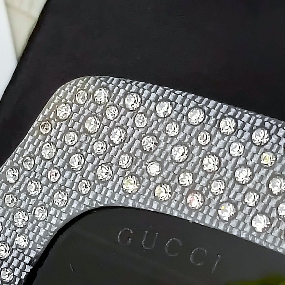 Rare HOT Gucci "GRAY COLOR" Swarovski Rhinestones Square Sunglasses GG0048/S - Picture 14 of 16